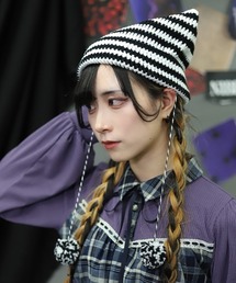 NIBBLE POISON（ニブルポイズン）の「ボーダーネコミミニット帽（ニットキャップ/ビーニー）」