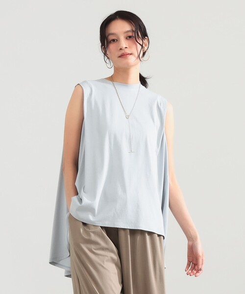 Demi-Luxe BEAMS（デミルクス ビームス）の「コットン バックフレア ノースリーブ プルオーバー［接触冷感］（Tシャツ/カットソー・レディース・ホワイト/チャコールグレー/サックスブルー・ONE SIZE）」の19枚目の写真
