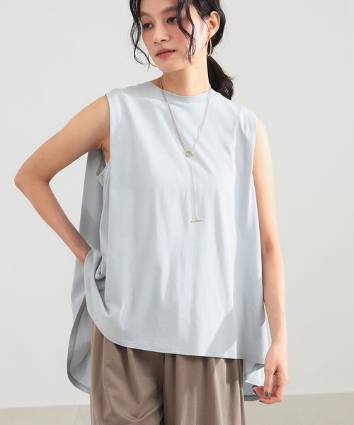 Demi-Luxe BEAMS（デミルクス ビームス）の「コットン バックフレア ノースリーブ プルオーバー［接触冷感］（Tシャツ/カットソー・レディース・ホワイト/チャコールグレー/サックスブルー・ONE SIZE）」の18枚目の写真