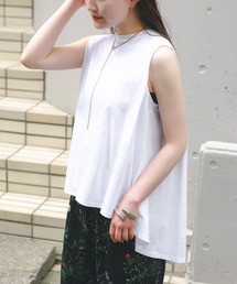 Demi-Luxe BEAMS | コットン バックフレア ノースリーブ プルオーバー［接触冷感］(Tシャツ/カットソー)