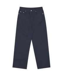 STRAIGHT WIDE COTTON PANTS - NAVY