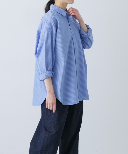 かぐれ（カグレ）の「ハイツイストコットンレギュラーシャツ（シャツ/ブラウス・レディース・ネイビー/ブルー・FREE）」の2枚目の写真