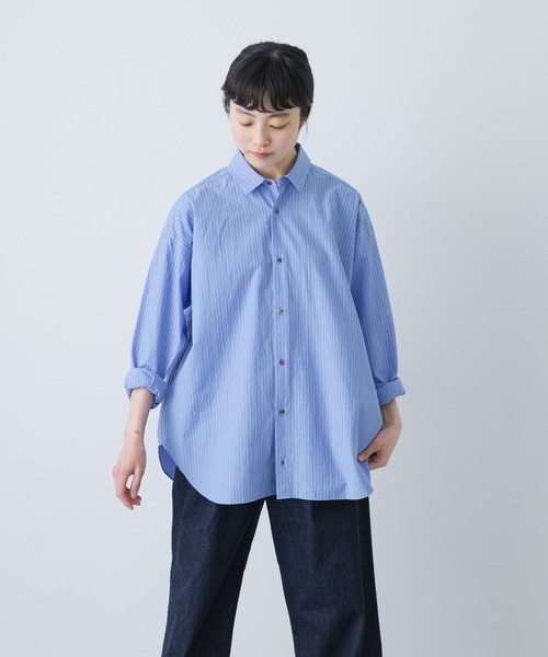 かぐれ（カグレ）の「ハイツイストコットンレギュラーシャツ（シャツ/ブラウス・レディース・ネイビー/ブルー・FREE）」の10枚目の写真