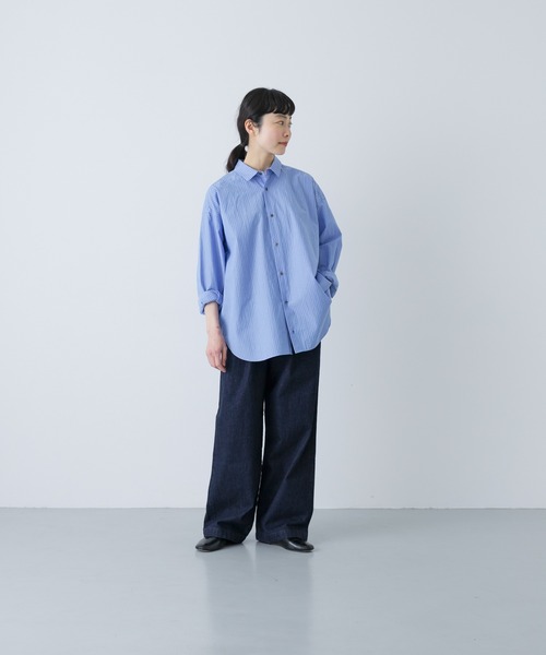 かぐれ（カグレ）の「ハイツイストコットンレギュラーシャツ（シャツ/ブラウス・レディース・ネイビー/ブルー・FREE）」の13枚目の写真