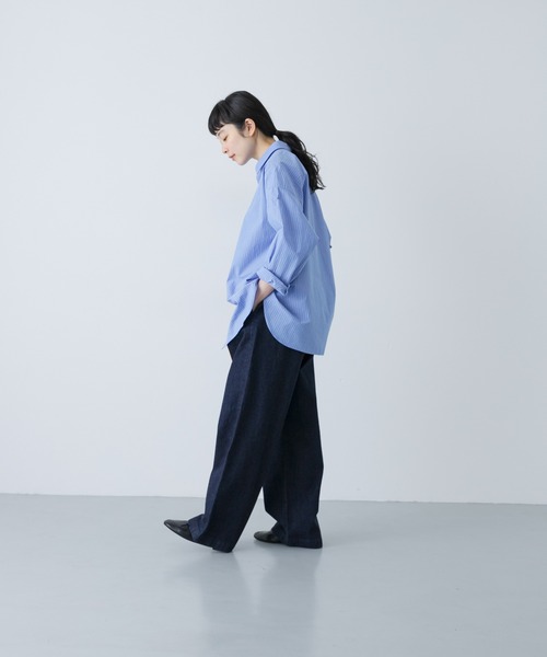 かぐれ（カグレ）の「ハイツイストコットンレギュラーシャツ（シャツ/ブラウス・レディース・ネイビー/ブルー・FREE）」の14枚目の写真