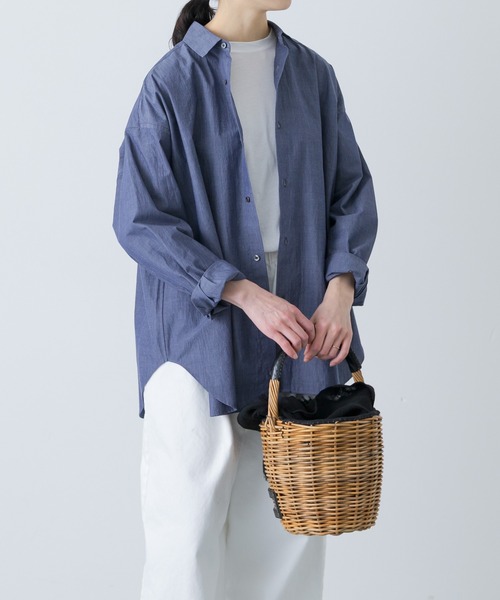 かぐれ（カグレ）の「ハイツイストコットンレギュラーシャツ（シャツ/ブラウス・レディース・ネイビー/ブルー・FREE）」の3枚目の写真