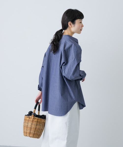 かぐれ（カグレ）の「ハイツイストコットンレギュラーシャツ（シャツ/ブラウス・レディース・ネイビー/ブルー・FREE）」の5枚目の写真