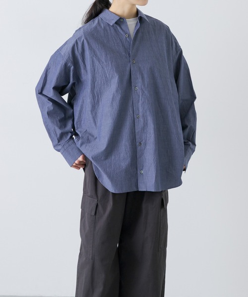 かぐれ（カグレ）の「ハイツイストコットンレギュラーシャツ（シャツ/ブラウス・レディース・ネイビー/ブルー・FREE）」の7枚目の写真