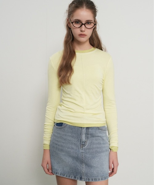 GENERAL IDEA(ジェネラルアイデア)の「【GENERAL IDEA】テンセルラウンドネックピンタックTシャツ / TENCEL ROUND NECK PINTUCK T-SHIRTS(Tシャツ/カットソー・レディース・ライトグレー/ネイビー/グリーン/ラベンダー/レモンイエロー/ピンク/ホワイト/ブラック・XL/L/M/S)」の8枚目の写真