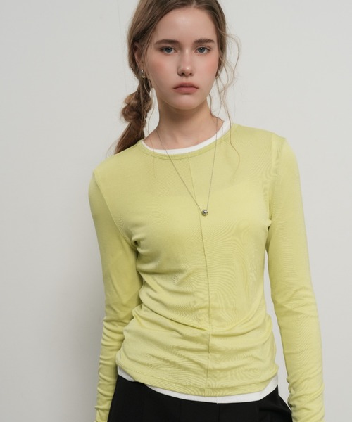 GENERAL IDEA(ジェネラルアイデア)の「【GENERAL IDEA】テンセルラウンドネックピンタックTシャツ / TENCEL ROUND NECK PINTUCK T-SHIRTS(Tシャツ/カットソー・レディース・ライトグレー/ネイビー/グリーン/ラベンダー/レモンイエロー/ピンク/ホワイト/ブラック・XL/L/M/S)」の5枚目の写真