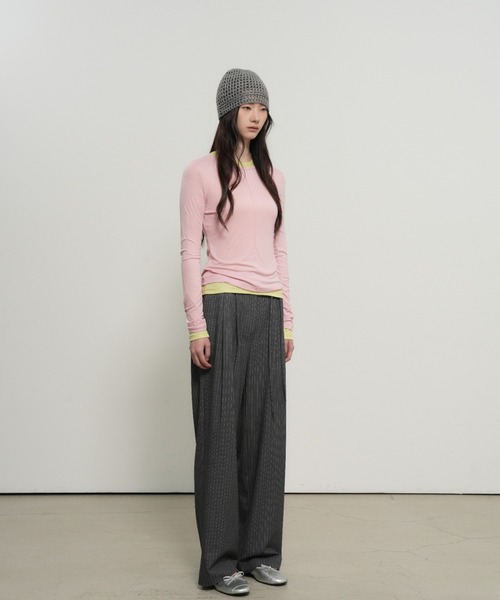 GENERAL IDEA(ジェネラルアイデア)の「【GENERAL IDEA】テンセルラウンドネックピンタックTシャツ / TENCEL ROUND NECK PINTUCK T-SHIRTS(Tシャツ/カットソー・レディース・ライトグレー/ネイビー/グリーン/ラベンダー/レモンイエロー/ピンク/ホワイト/ブラック・XL/L/M/S)」の16枚目の写真