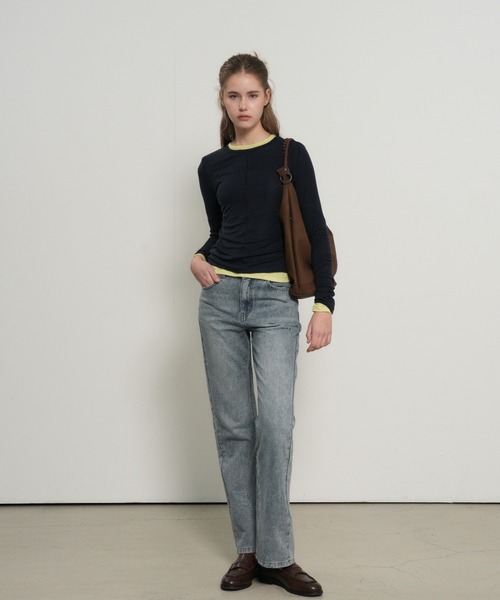 GENERAL IDEA(ジェネラルアイデア)の「【GENERAL IDEA】テンセルラウンドネックピンタックTシャツ / TENCEL ROUND NECK PINTUCK T-SHIRTS(Tシャツ/カットソー・レディース・ライトグレー/ネイビー/グリーン/ラベンダー/レモンイエロー/ピンク/ホワイト/ブラック・XL/L/M/S)」の11枚目の写真