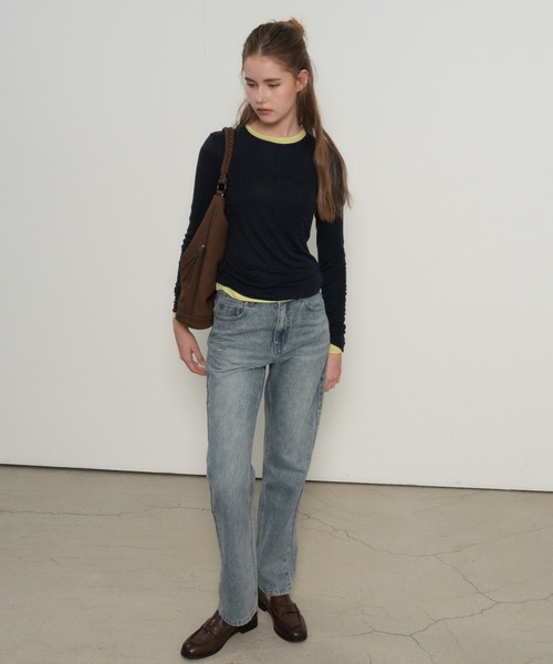 GENERAL IDEA(ジェネラルアイデア)の「【GENERAL IDEA】テンセルラウンドネックピンタックTシャツ / TENCEL ROUND NECK PINTUCK T-SHIRTS(Tシャツ/カットソー・レディース・ライトグレー/ネイビー/グリーン/ラベンダー/レモンイエロー/ピンク/ホワイト/ブラック・XL/L/M/S)」の12枚目の写真