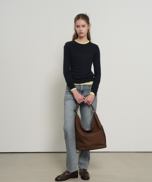 GENERAL IDEA(ジェネラルアイデア)の「【GENERAL IDEA】テンセルラウンドネックピンタックTシャツ / TENCEL ROUND NECK PINTUCK T-SHIRTS(Tシャツ/カットソー・レディース・ライトグレー/ネイビー/グリーン/ラベンダー/レモンイエロー/ピンク/ホワイト/ブラック・XL/L/M/S)」の10枚目の写真