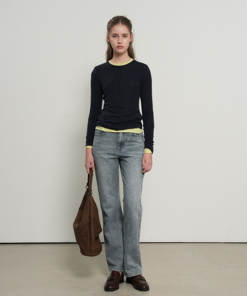 GENERAL IDEA(ジェネラルアイデア)の「【GENERAL IDEA】テンセルラウンドネックピンタックTシャツ / TENCEL ROUND NECK PINTUCK T-SHIRTS(Tシャツ/カットソー・レディース・ライトグレー/ネイビー/グリーン/ラベンダー/レモンイエロー/ピンク/ホワイト/ブラック・XL/L/M/S)」の9枚目の写真