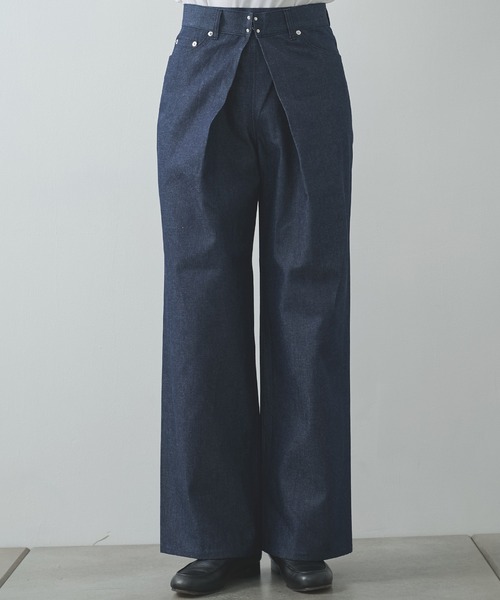 JOHN LAWRENCE SULLIVAN(ジョンローレンスサリバン)の「【JOHN LAWRENCE SULLIVAN】RIGID DENIM WIDE PANTS(デニムパンツ・メンズ・ブラック/インディゴブルー・46/44)」の2枚目の写真