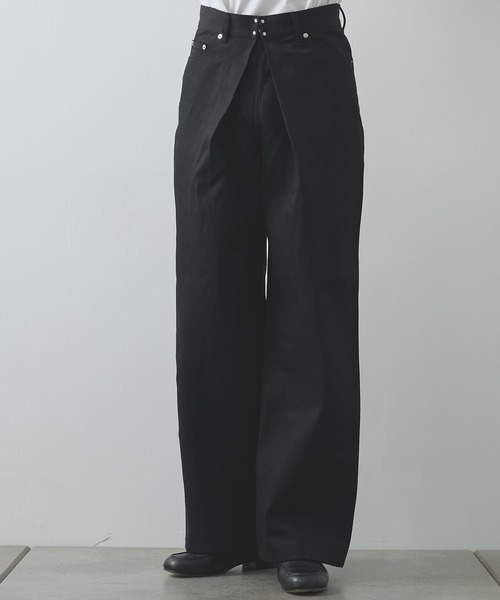 JOHN LAWRENCE SULLIVAN(ジョンローレンスサリバン)の「【JOHN LAWRENCE SULLIVAN】RIGID DENIM WIDE PANTS(デニムパンツ・メンズ・ブラック/インディゴブルー・46/44)」の3枚目の写真