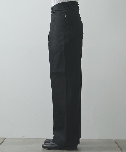 JOHN LAWRENCE SULLIVAN(ジョンローレンスサリバン)の「【JOHN LAWRENCE SULLIVAN】RIGID DENIM WIDE PANTS(デニムパンツ・メンズ・ブラック/インディゴブルー・46/44)」の4枚目の写真