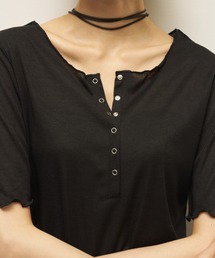 シアーストライプヘンリーネックトップス（Tシャツ/カットソー）｜ETRE