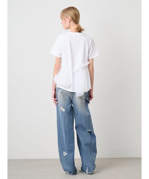 SORIN(ソリン )の「Tulle Docking Tshirt/チュールドッキング Tシャツ(Tシャツ/カットソー・レディース・サックスブルー/ブラック/ホワイト・38)」の4枚目の写真