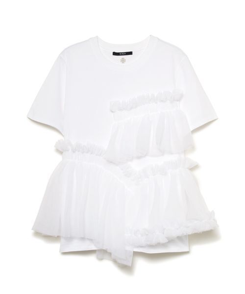 SORIN(ソリン )の「Tulle Docking Tshirt/チュールドッキング Tシャツ(Tシャツ/カットソー・レディース・サックスブルー/ブラック/ホワイト・38)」の5枚目の写真