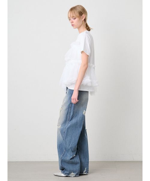 SORIN(ソリン )の「Tulle Docking Tshirt/チュールドッキング Tシャツ(Tシャツ/カットソー・レディース・サックスブルー/ブラック/ホワイト・38)」の8枚目の写真