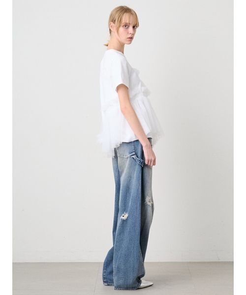 SORIN(ソリン )の「Tulle Docking Tshirt/チュールドッキング Tシャツ(Tシャツ/カットソー・レディース・サックスブルー/ブラック/ホワイト・38)」の9枚目の写真