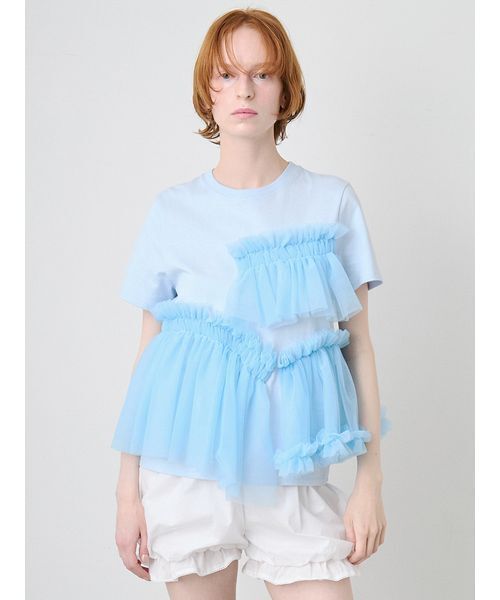 SORIN(ソリン )の「Tulle Docking Tshirt/チュールドッキング Tシャツ(Tシャツ/カットソー・レディース・サックスブルー/ブラック/ホワイト・38)」の10枚目の写真