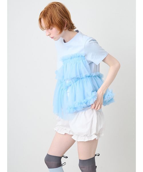 SORIN(ソリン )の「Tulle Docking Tshirt/チュールドッキング Tシャツ(Tシャツ/カットソー・レディース・サックスブルー/ブラック/ホワイト・38)」の11枚目の写真