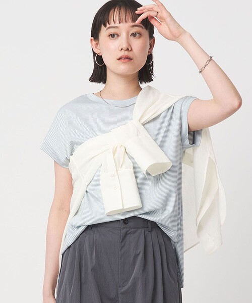 グロッシー フレンチスリーブ Tシャツ 制菌(Tシャツ/カットソー グロッシー フレンチスリーブ Tシャツ 制菌(Tシャツ/カットソー