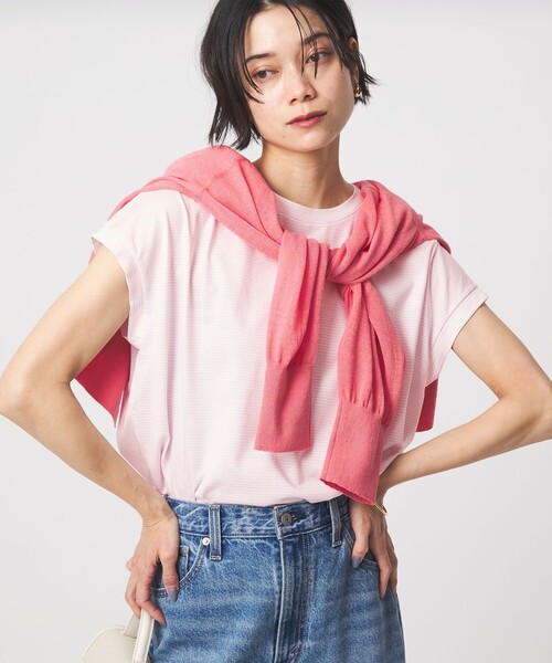 グロッシー フレンチスリーブ Tシャツ 制菌（Tシャツ/カットソー