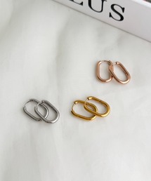 オーバルスクエアフープピアス