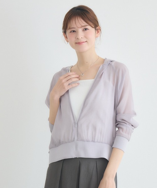 KATHARINE ROSS(キャサリンロス)の「【KATHARINE ROSS】シアーフードブルゾン(ブルゾン・レディース・ブラック/ベージュ/ライトグレー・FREE)」の3枚目の写真