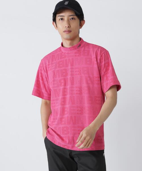 チェックジャガード半袖ハイネックカットソー（Tシャツ/カットソー