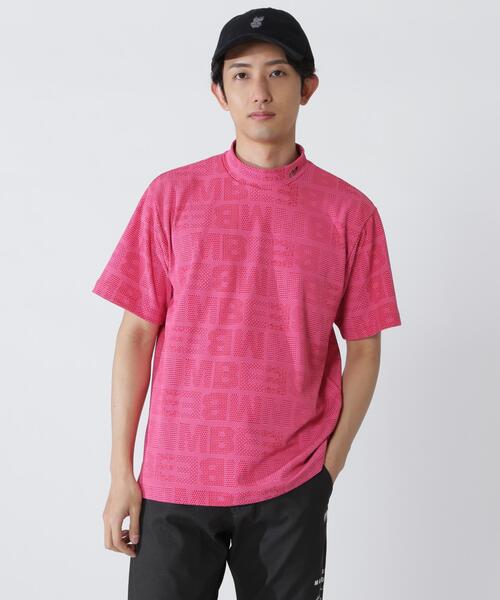 チェックジャガード半袖ハイネックカットソー（Tシャツ/カットソー