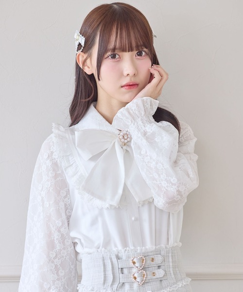 ROJITA(ロジータ)の「ボウタイリボンブラウス(シャツ/ブラウス・レディース・ブラック/ピンク/ホワイト・FREE)」の4枚目の写真