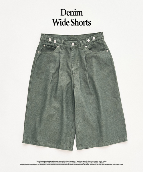 417 EDIFICE（フォーワンセブンエディフィス）の「デニムワイドショーツ（デニムパンツ・メンズ・チャコールグレー/ネイビー/レンガ/ブラック・LARGE/MEDIUM）」の2枚目の写真