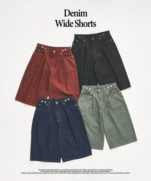 417 EDIFICE（フォーワンセブンエディフィス）の「デニムワイドショーツ（デニムパンツ・メンズ・チャコールグレー/ネイビー/レンガ/ブラック・LARGE/MEDIUM）」の5枚目の写真