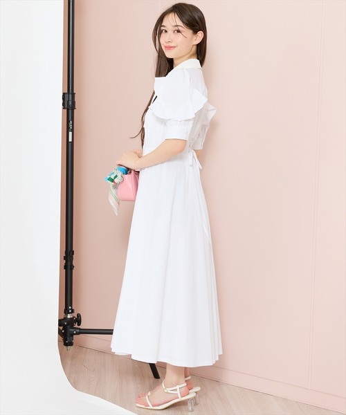 WILLSELECTION(ウィルセレクション)の「ラッフルパフスリーブシャツワンピース(ワンピース・レディース・イエロー/ブルー系その他/ホワイト系その他/ネイビー・FREE)」の6枚目の写真