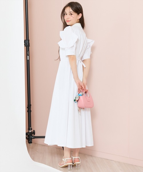 WILLSELECTION(ウィルセレクション)の「ラッフルパフスリーブシャツワンピース(ワンピース・レディース・イエロー/ブルー系その他/ホワイト系その他/ネイビー・FREE)」の7枚目の写真