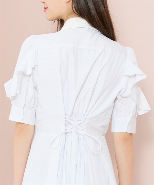 WILLSELECTION(ウィルセレクション)の「ラッフルパフスリーブシャツワンピース(ワンピース・レディース・イエロー/ブルー系その他/ホワイト系その他/ネイビー・FREE)」の10枚目の写真