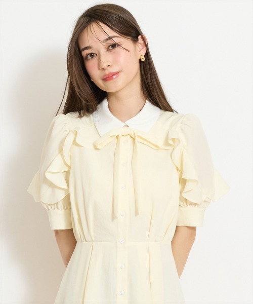 WILLSELECTION(ウィルセレクション)の「ラッフルパフスリーブシャツワンピース(ワンピース・レディース・イエロー/ブルー系その他/ホワイト系その他/ネイビー・FREE)」の18枚目の写真
