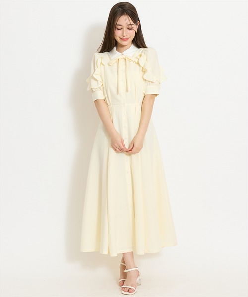 WILLSELECTION(ウィルセレクション)の「ラッフルパフスリーブシャツワンピース(ワンピース・レディース・イエロー/ブルー系その他/ホワイト系その他/ネイビー・FREE)」の12枚目の写真