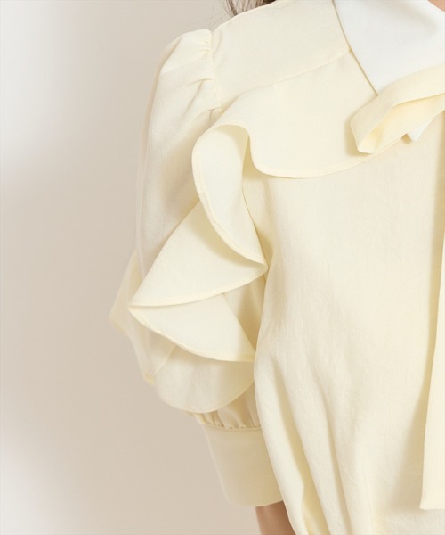 WILLSELECTION(ウィルセレクション)の「ラッフルパフスリーブシャツワンピース(ワンピース・レディース・イエロー/ブルー系その他/ホワイト系その他/ネイビー・FREE)」の16枚目の写真