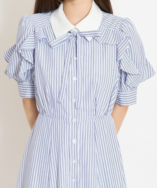 WILLSELECTION(ウィルセレクション)の「ラッフルパフスリーブシャツワンピース(ワンピース・レディース・イエロー/ブルー系その他/ホワイト系その他/ネイビー・FREE)」の22枚目の写真