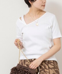 Rie Miller | ウォッシャブルアシンメトリー2WAYリブTシャツ(Tシャツ/カットソー)