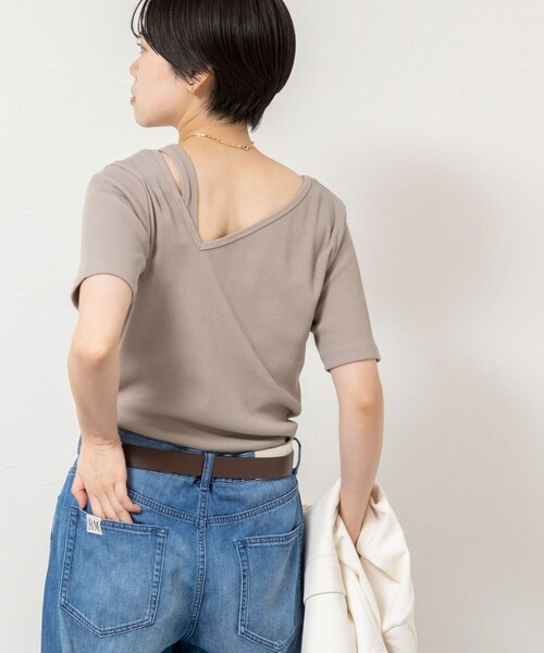 Rie Miller（リエミラー）の「ウォッシャブルアシンメトリー2WAYリブTシャツ（Tシャツ/カットソー・レディース・ホワイト/ベージュ/チャコールグレー・38）」の22枚目の写真