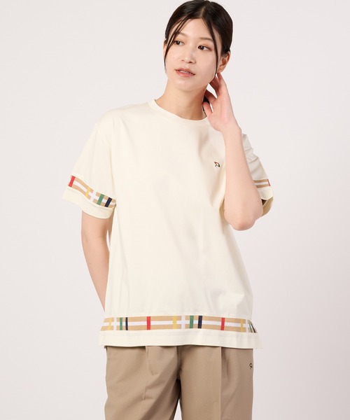 Arnold Palmer（アーノルドパーマー）の「シェア パーマーチェックリブ ドッキングTシャツ（Tシャツ/カットソー・レディース・ネイビー/ブラック/ホワイト/グリーン・XS/S/M/L/LL）」の6枚目の写真