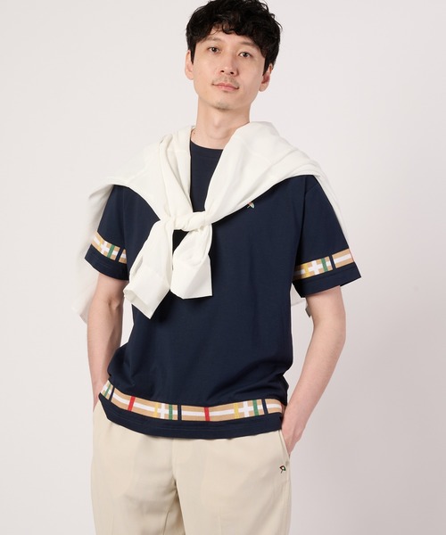 Arnold Palmer（アーノルドパーマー）の「シェア パーマーチェックリブ ドッキングTシャツ（Tシャツ/カットソー・レディース・ネイビー/ブラック/ホワイト/グリーン・XS/S/M/L/LL）」の17枚目の写真