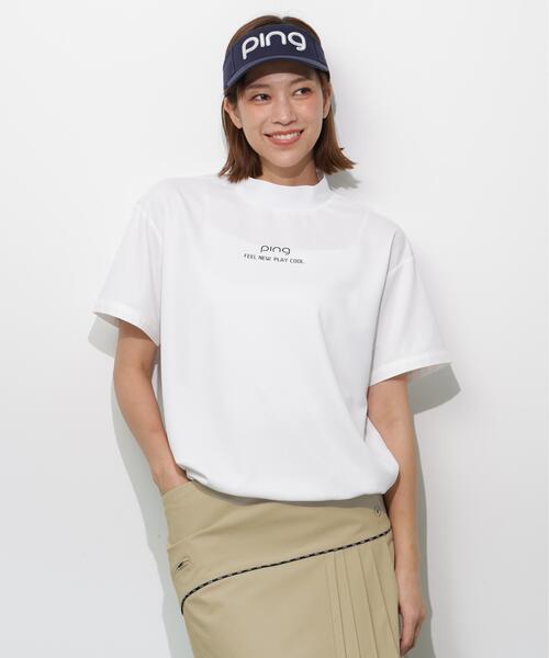 PING(ピン)の「【PING APPAREL】サンベール×クールフローカノコ半袖ハイネックシャツ <GOLD> (LADIES)(Tシャツ/カットソー・レディース・ブラック/ピンク/ホワイト・S/M/L/LL)」の2枚目の写真